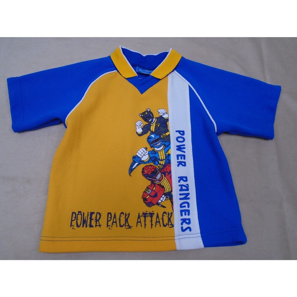 Vintage Y2K 2002 Power Rangers Polo Top Shirt Big Graphic Embroidered Size 6